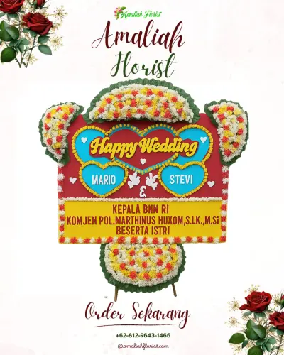 Karangan Papan Bunga Pernikahan di Swasana Wedding K-link Tower
